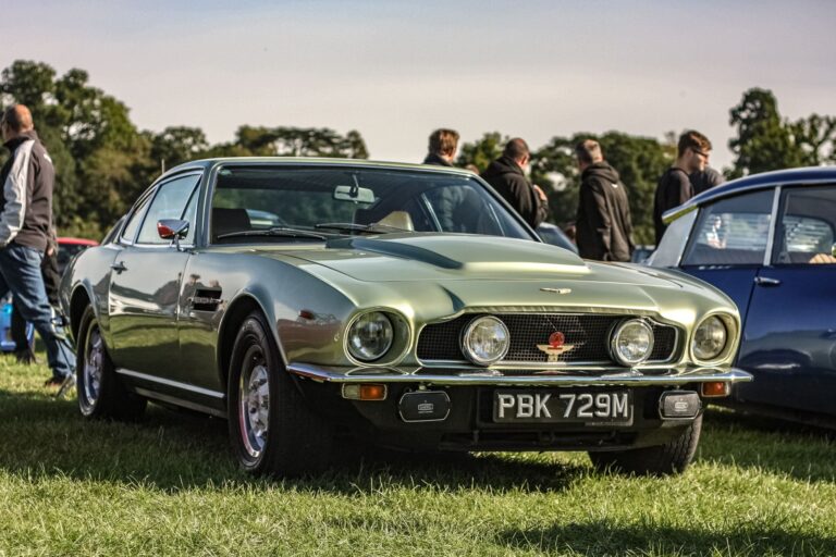 Zabytkowy Aston Martin na plenerowym pokazie samochodów